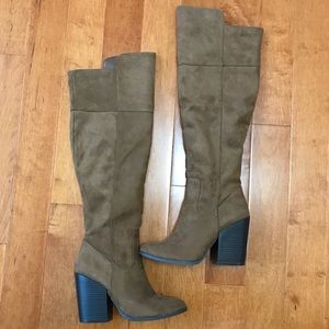 Brown faux suede boots